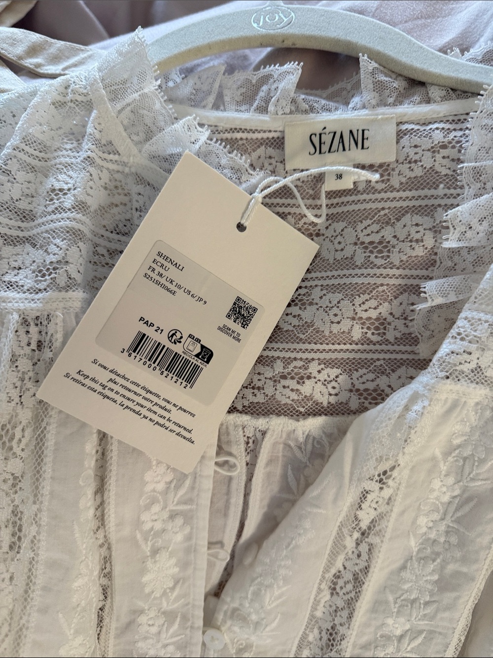 NWT Sézane Shenali Shirt / Blouse in Ecru - Picture 5 of 7